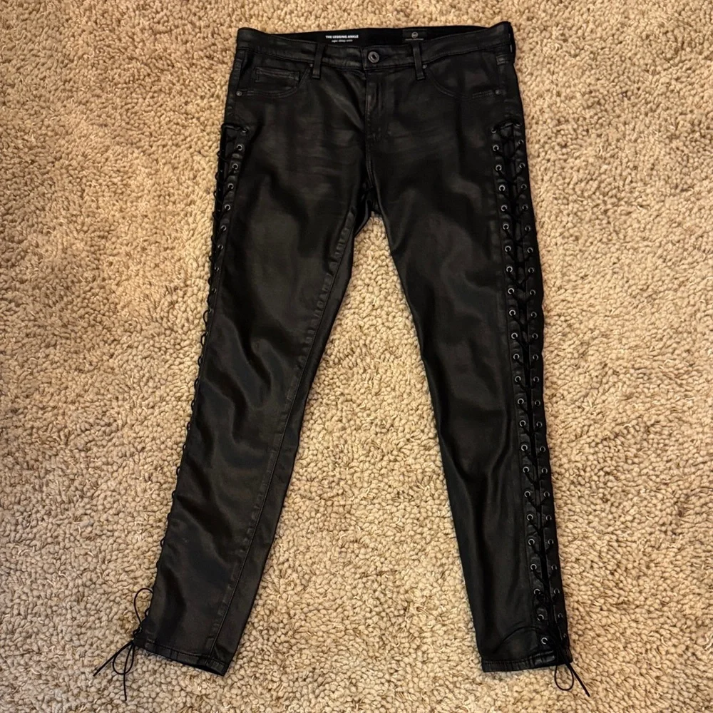NWOT Adriano Goldschmied Legging Super Skinny Ankle Jeans Lace-Up Sides size 30 - Picture 3 of 16